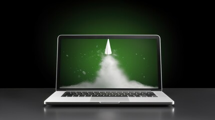 Water Rocket Explosion from Laptop: A Surreal Fusion of Technology and Fluid Dynamics