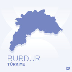 Obraz premium Burdur vector map, Vector map of Burdur, editable eps, AI files, Vector illustration of Burdur vector map