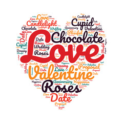 Vector illustration of Valentine word cloud