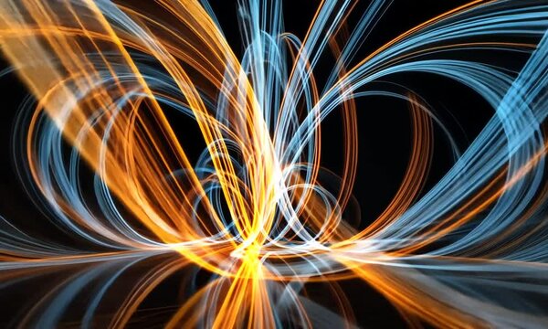 Abstract Light Trails: A Symphony of Orange and Blue