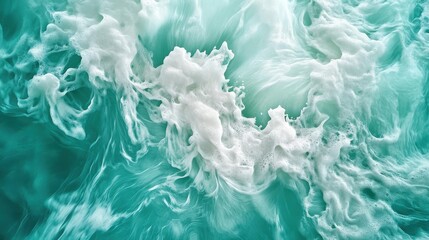 Naklejka premium Aerial view of turquoise ocean waves white foam patterns