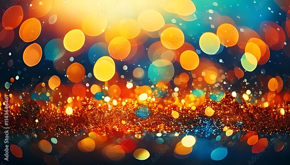 Aufkleber vibrant bokeh lights blend with sparkly glitter, creating an abstract and magical scene.