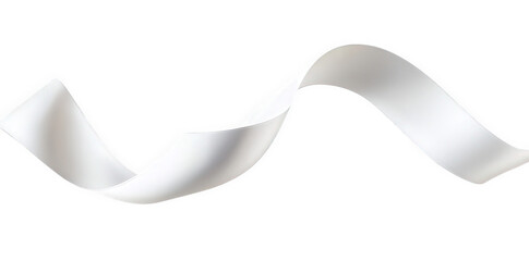 a smooth white ribbon is curled and bent. isolated on a transparent background. creating a simple and elegant abstract shape