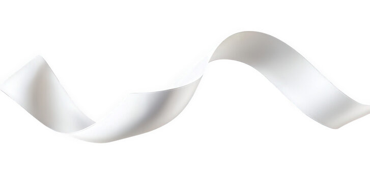 a smooth white ribbon is curled and bent. isolated on a transparent background. creating a simple and elegant abstract shape