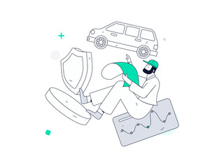 Buy insurance for car flat character vector concept operation illustration
