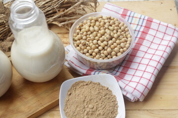 a bottles of soybean milk