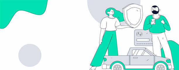 Buy insurance for car flat character vector concept operation illustration
