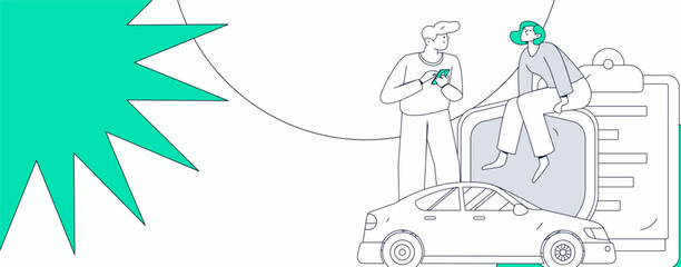 Buy insurance for car flat character vector concept operation illustration
