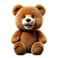 A cute teddy bear with a jovial expression.