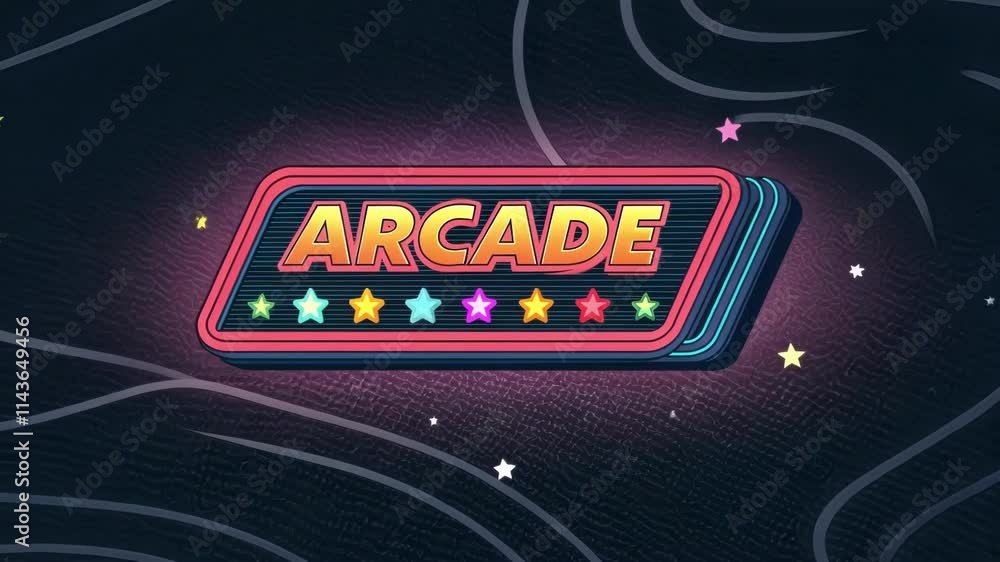 Poster cosmic arcade the stars swirl on the dark background forming a cosmic atmosphere. suddenly a bold lo