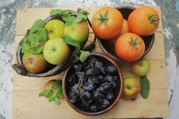 fresh fruits on a table