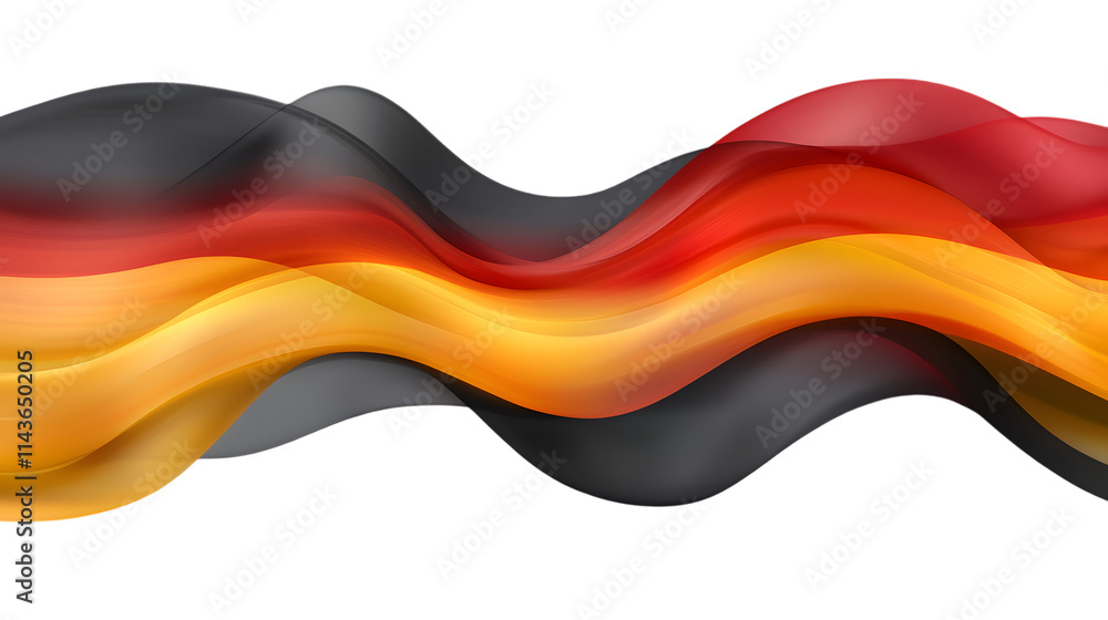 Poster abstract german flag with a smooth wave pattern, isolated on transparent
