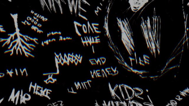 Abstract scribble looping animation on black background. 4K Quality