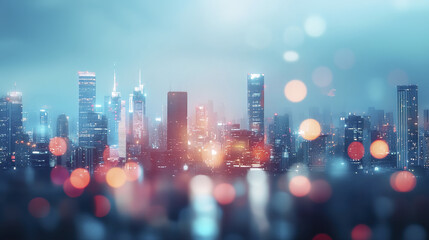 vibrant cityscape with blurred red and blue lights at night