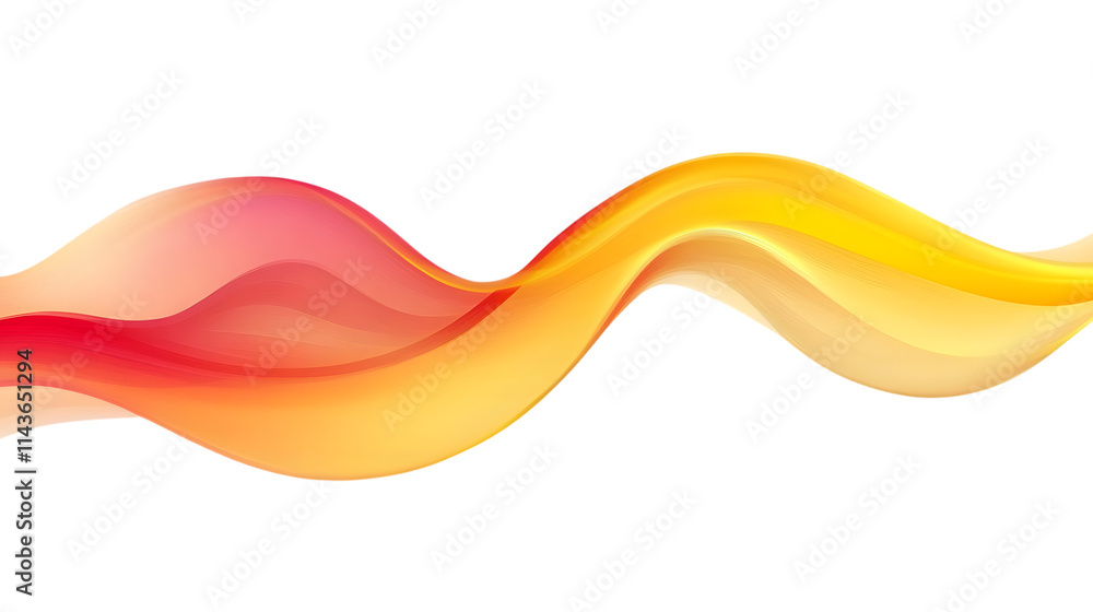 Poster abstract yellow and red gradient wave with a smooth transition, isolated on transparent
