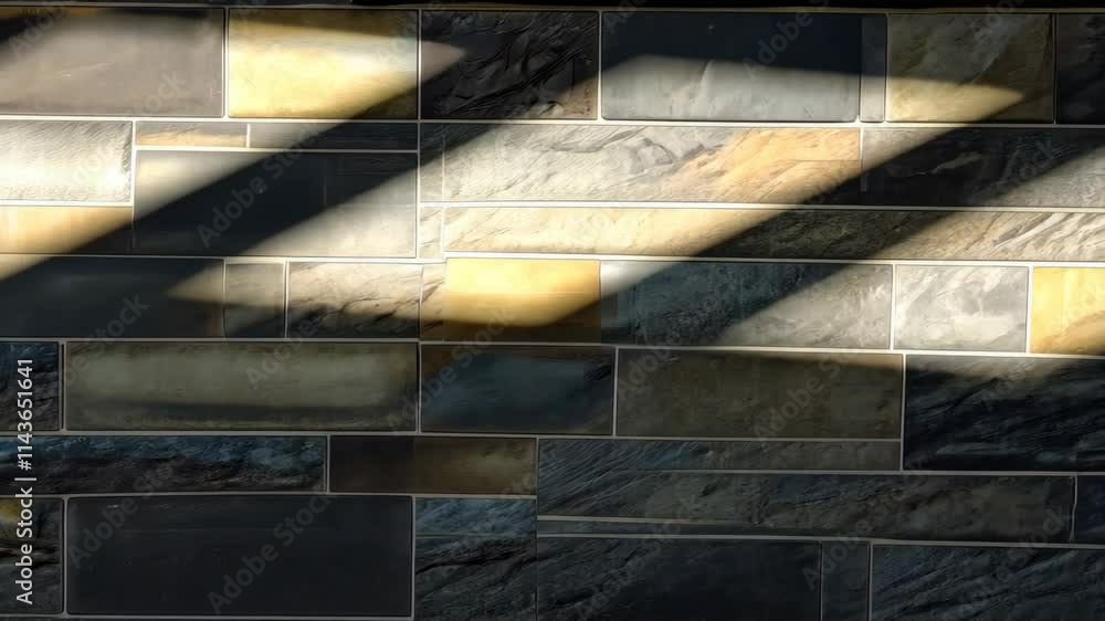 Poster close-up of light patterns on textured stone surface during daylight