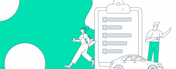 Buy insurance for car flat character vector concept operation illustration
