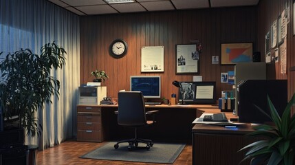 Retro Office Night Atmosphere