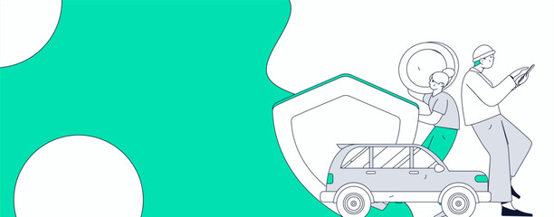 Buy insurance for car flat character vector concept operation illustration
