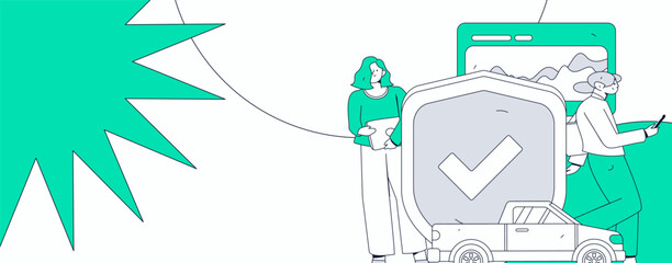 Buy insurance for car flat character vector concept operation illustration
