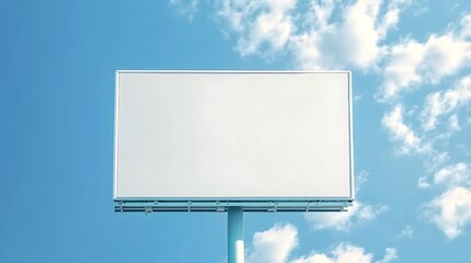Fototapeta premium Large blank white billboard on a bright sunny day with a blue sky background, perfect for advertising or commercial use.