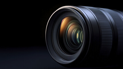 close up view of camera lens showcasing intricate details and reflections
