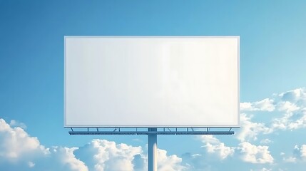 Fototapeta premium Large blank white billboard on a bright sunny day with a blue sky background, perfect for advertising or commercial use.