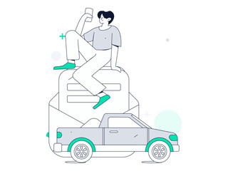 Buy insurance for car flat character vector concept operation illustration
