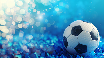 Naklejka premium soccer ball on blue background