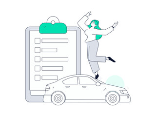 Buy insurance for car flat character vector concept operation illustration
