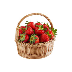 A wicker basket full of fresh Strawberries
