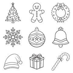 Merry christmas icon set vector 