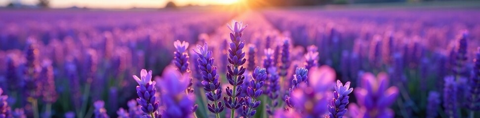 Obraz premium An empty postcard resting among lavender flowers in a field, rural, dark purple