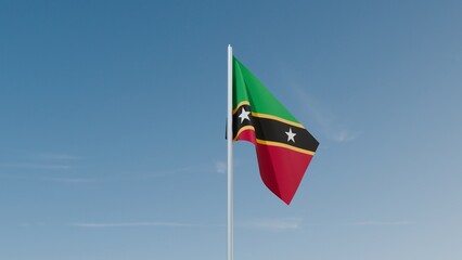 Saint Kitts and Nevis flag on blue sky 3d illustration image