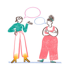Two women talking