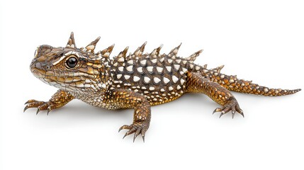 Naklejka premium A spiky lizard with distinctive scales, showcasing a unique appearance, often found in arid regions, known for its adaptability and behaviors.
