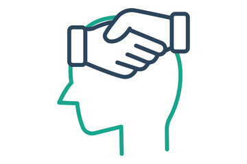 Empathy icon. line icon style. head with handshake. icon related to charity. donation elements vector illustration