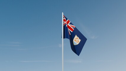 Anguilla flag on blue sky 3d illustration image