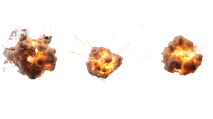 Explosion sequence: fiery blast, smoke and fire effects 