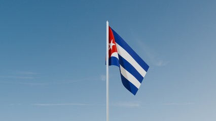 Cuba flag on blue sky 3d illustration image