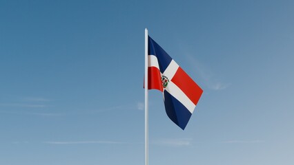 Dominican Republic flag on blue sky 3d illustration image