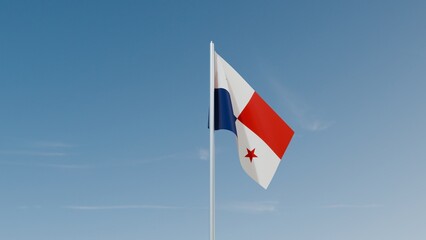 Panama flag on blue sky 3d illustration image