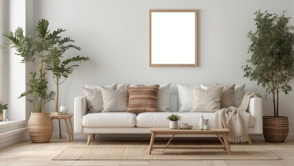 Minimalist Living Room Decor With Plants and Sofa
