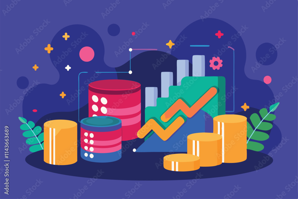 Poster an engaging graphic showcasing various data elements including colorful charts and graphs illustrati