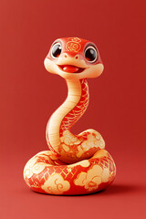 Fototapeta premium Red festive 3d snake illustration background