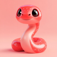 Fototapeta premium Red festive 3d snake illustration background