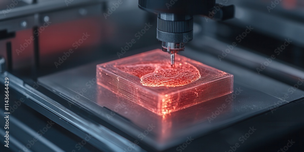 Poster a laser engraving machine is delicately etching a design into a transparent material, highlighted by