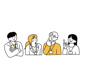 上を眺めているビジネスマンのイラストセット