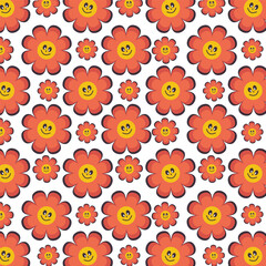 Seamless floral vector pattern with brown flowers on white background for kids products, clothing, textile, stationary, packaging and other print.