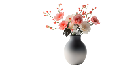 artificial flower in vase isolated on white background
